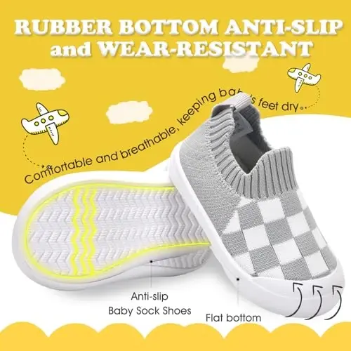 Mesh Toddler Shoes,Baby Sneakers Girls Boys, Baby Sock Shoe,Slip-On Baby Walking Shoes,Breathable Toddler Tennis Shoes,Baby Non-Slip Breathable Slippers with Soft Rubber Soles 6 9 12 18 24 Months - 3