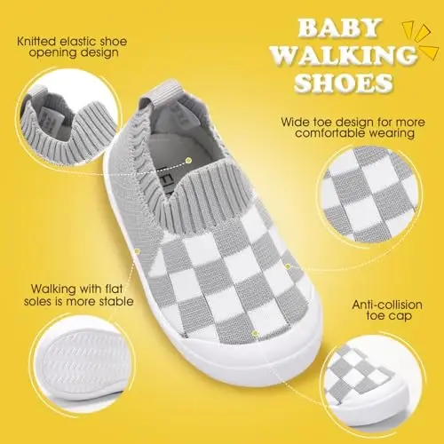 Mesh Toddler Shoes,Baby Sneakers Girls Boys, Baby Sock Shoe,Slip-On Baby Walking Shoes,Breathable Toddler Tennis Shoes,Baby Non-Slip Breathable Slippers with Soft Rubber Soles 6 9 12 18 24 Months - MESH (1)
