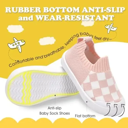 Mesh Toddler Shoes,Baby Sneakers Girls Boys, Baby Sock Shoe,Slip-On Baby Walking Shoes,Breathable Toddler Tennis Shoes,Baby Non-Slip Breathable Slippers with Soft Rubber Soles 6 9 12 18 24 Months - 3