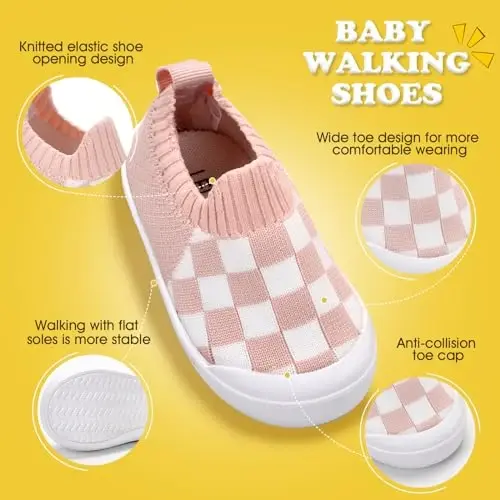 Mesh Toddler Shoes,Baby Sneakers Girls Boys, Baby Sock Shoe,Slip-On Baby Walking Shoes,Breathable Toddler Tennis Shoes,Baby Non-Slip Breathable Slippers with Soft Rubber Soles 6 9 12 18 24 Months - MESH (1)