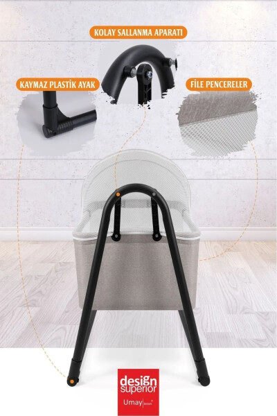 Fileli Silinebilir Portatif Sallanır Anne Yanı Beşik Sepet Beşik Hamak Beşik - 3