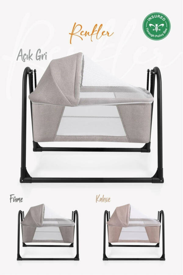 Fileli Silinebilir Portatif Sallanır Anne Yanı Beşik Sepet Beşik Hamak Beşik - 4