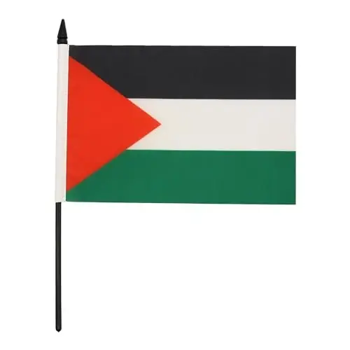 Palestine Table Flag 5'' x 8'' - Palestinian Desk Flag 21 x 14 cm. - Black plastic stick and base - AZ FLAG - 1