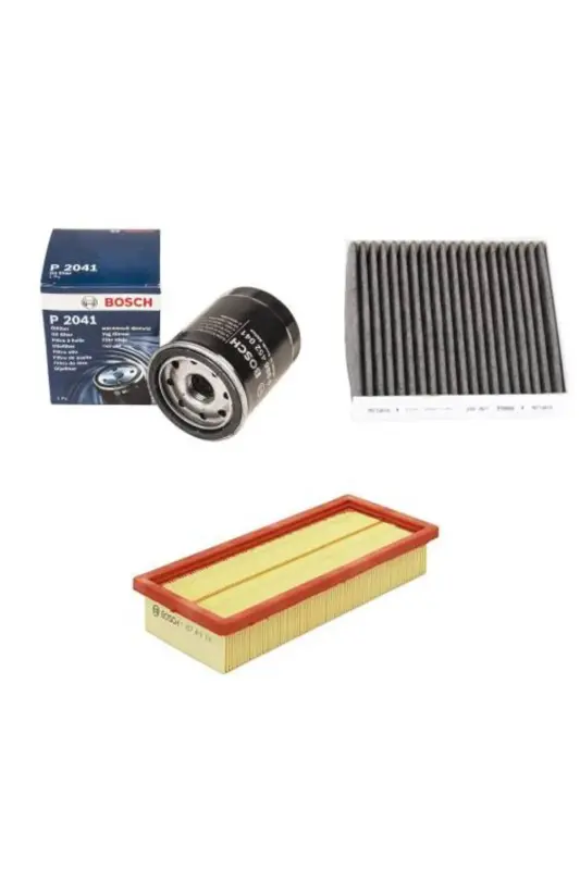 Filtrlarni parvarish qilish to'plami Fiat Egea 1.4 Benzinli Original Havo + Yog' Filtri + Polen Kabin Filtri - BOSCH