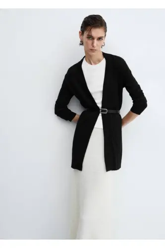 Fine knit cardigan - Black - 5