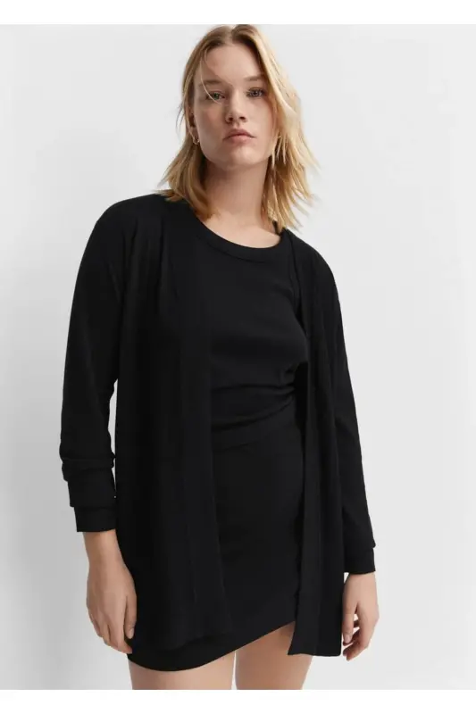 Fine knit cardigan - Black - 7