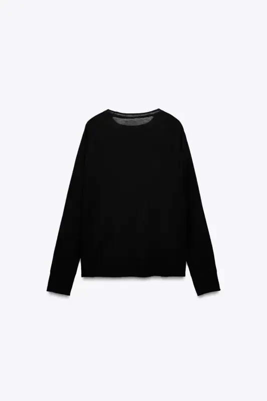 FINE KNIT SWEATER-Black - 6
