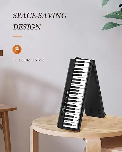 FingerBallet Portable Piano Keyboard, Semi-Weighted Folding Digital Piano 88 Key, Full Size, Wood Grain, Electric Piano Keyboard w/MIDI Bluetooth, Suitable for Adult, Toddler, Kids - FINGERBALLET