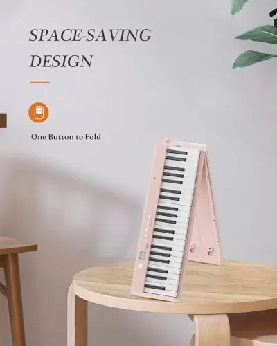 FingerBallet Portable Piano Keyboard, Semi-Weighted Folding Digital Piano 88 Key, Full Size, Wood Grain, Electric Piano Keyboard w/MIDI Bluetooth, Suitable for Adult, Toddler, Kids - 2