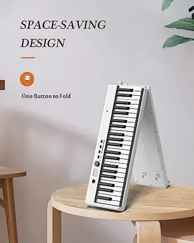 FingerBallet Portativ Pianino Klaviatura, Yarim Og'irlikdagi Yig'iladigan Raqamli Pianino 88 Tugma, To'liq O'lchamli, Yog'och Donli, MIDI Bluetoothli Elektr Pianino Klaviatura, Katta yoshlilar, Bolalar uchun mos - FINGERBALLET (1)