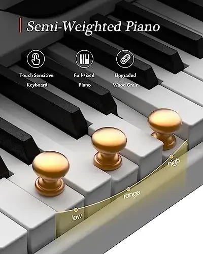 FingerBallet Portable Piano Keyboard, Semi-Weighted Folding Digital Piano 88 Key, Full Size, Wood Grain, Electric Piano Keyboard w/MIDI Bluetooth, Suitable for Adult, Toddler, Kids - 3