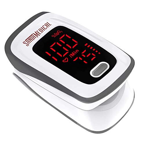 Fingertip Pulse Oximeter, Blood Oxygen Saturation Monitor (SpO2) with Pulse Rate Measurements and Pulse Bar Graph, Portable Digital Reading LED Display, Batteries and Carry Case Included - 1