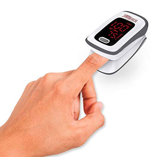 Fingertip Pulse Oximeter, Blood Oxygen Saturation Monitor (SpO2) with Pulse Rate Measurements and Pulse Bar Graph, Portable Digital Reading LED Display, Batteries and Carry Case Included - 4