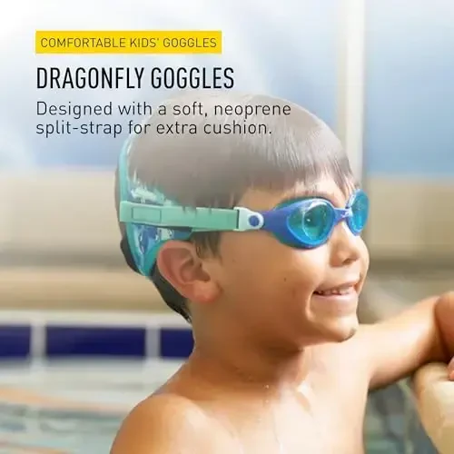 FINIS DragonFly Kids Swim Goggles - Ages 3-6, Adjustable Floating Strap, UV Protection, Anti-Fog - Modazone (1)