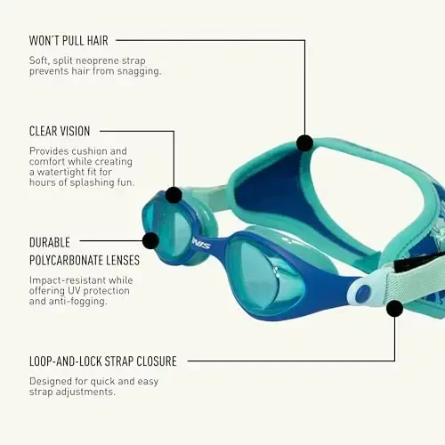 FINIS DragonFly Kids Swim Goggles - Ages 3-6, Adjustable Floating Strap, UV Protection, Anti-Fog - 4
