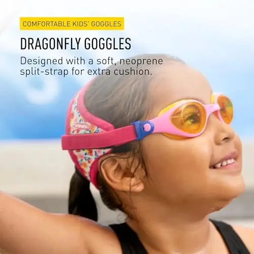 FINIS DragonFly Kids Swim Goggles - Ages 3-6, Adjustable Floating Strap, UV Protection, Anti-Fog - 2