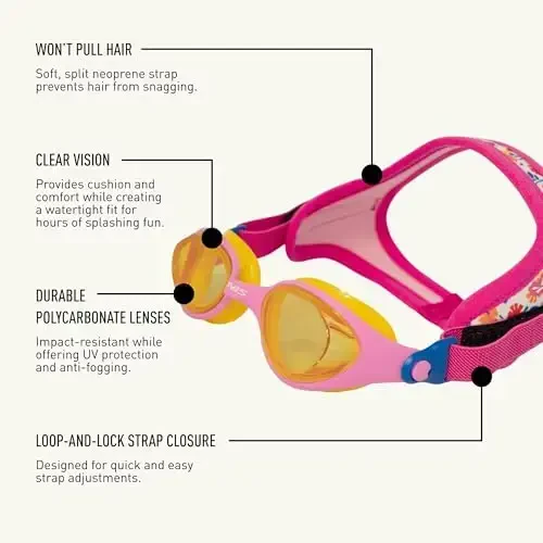 FINIS DragonFly Kids Swim Goggles - Ages 3-6, Adjustable Floating Strap, UV Protection, Anti-Fog - 4