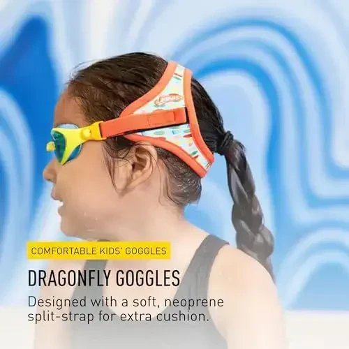 FINIS DragonFly Kids Swim Goggles - Ages 3-6, Adjustable Floating Strap, UV Protection, Anti-Fog - 2