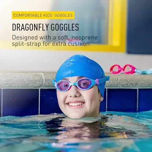 FINIS DragonFly Kids Swim Goggles - Ages 3-6, Adjustable Floating Strap, UV Protection, Anti-Fog - 2