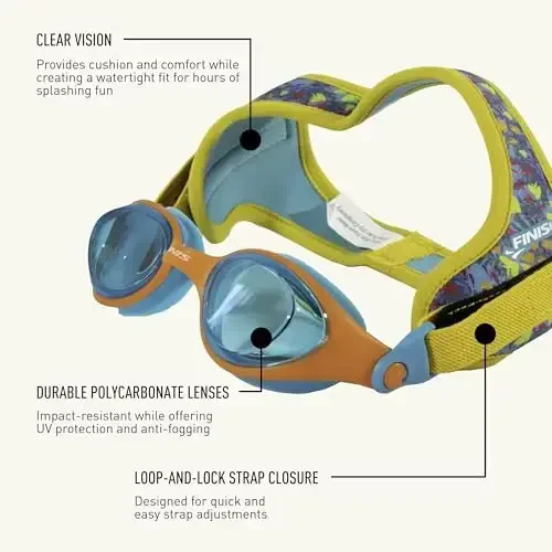 FINIS DragonFly Kids Swim Goggles - Ages 3-6, Adjustable Floating Strap, UV Protection, Anti-Fog - 4