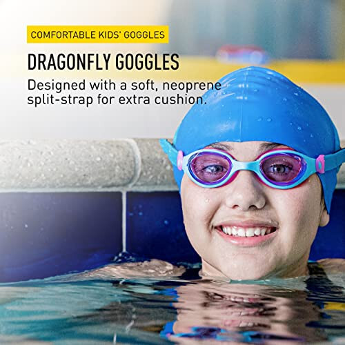 FINIS DragonFly Goggles - 3-8 yoshgacha bo'lgan bolalar uchun UV himoyasi, suzuvchi neopropen tasmasi va bardoshli linzalari bo'lgan suzish ko'zoynaklari - PVC - 2