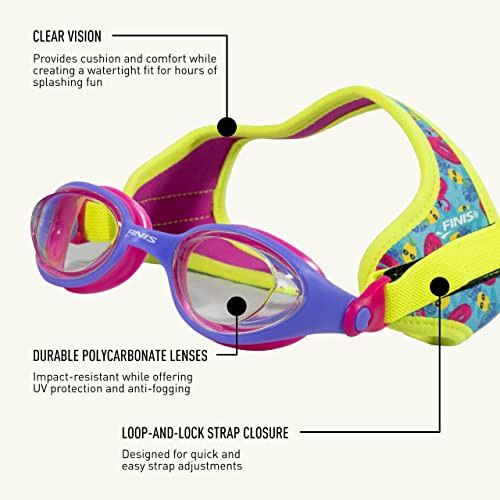 FINIS DragonFly Goggles - 3-8 yoshgacha bo'lgan bolalar uchun UV himoyasi, suzuvchi neopropen tasmasi va bardoshli linzalari bo'lgan suzish ko'zoynaklari - PVC - 4