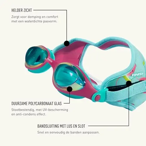 FINIS DragonFly Kids Swim Goggles - Ages 3-6, Adjustable Floating Strap, UV Protection, Anti-Fog - 4