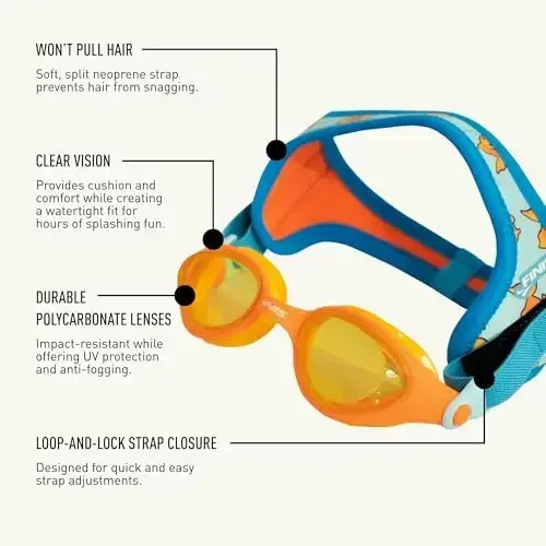 FINIS DragonFly Kids Swim Goggles - Ages 3-6, Adjustable Floating Strap, UV Protection, Anti-Fog - 4
