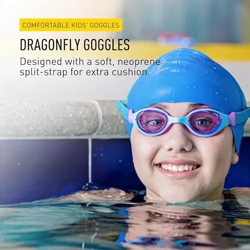 FINIS DragonFly Kids Swim Goggles - Ages 3-6, Adjustable Floating Strap, UV Protection, Anti-Fog - 2