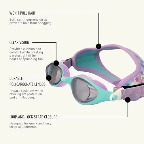 FINIS DragonFly Kids Swim Goggles - Ages 3-6, Adjustable Floating Strap, UV Protection, Anti-Fog - 4