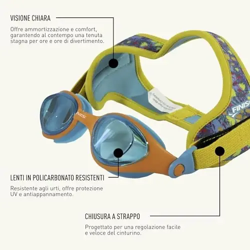 FINIS DragonFly Kids Swim Goggles - Ages 3-6, Adjustable Floating Strap, UV Protection, Anti-Fog - 4