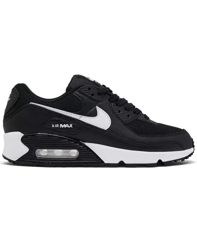 Finish Line-dan qora va oq rangdagi Women's Air Max 90 yengil sport poyafzal - 2