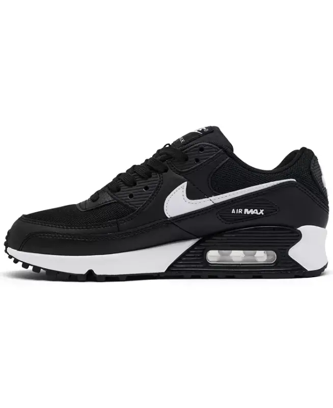 Finish Line-dan qora va oq rangdagi Women's Air Max 90 yengil sport poyafzal - 3