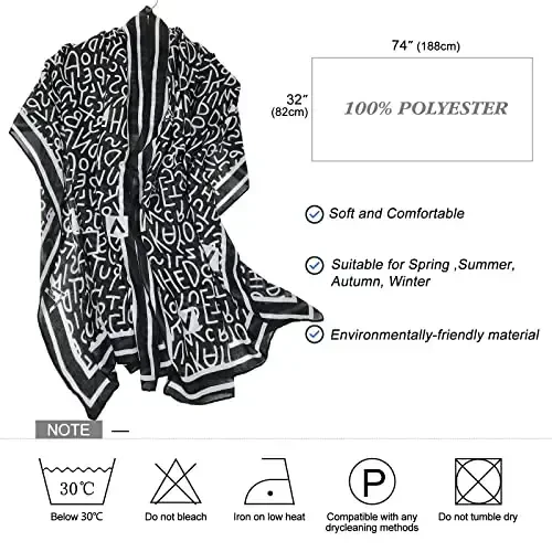 FINIZO Women's Scarves Lady Light Soft Fashion Solid Scarf Wrap Shawl for All Season - 5