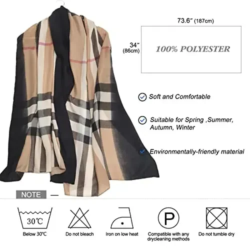 FINIZO Women's Scarves Lady Light Soft Fashion Solid Scarf Wrap Shawl for All Season - 5