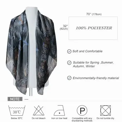 FINIZO Women's Scarves Lady Light Soft Fashion Solid Scarf Wrap Shawl for All Season - 5