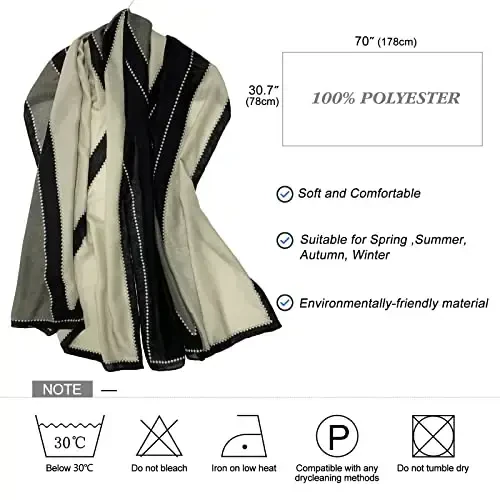 FINIZO Women's Scarves Lady Light Soft Fashion Solid Scarf Wrap Shawl for All Season - 5