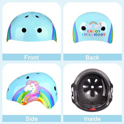 FIODAY Toddler Helmet, Unicorn Kids Bike Helmet with DIY Stickers Adjustable Bicycle Helmet for Girls Boys Cycling Skateboard Inline Skating Scooter, 3-5-8 Years - 2