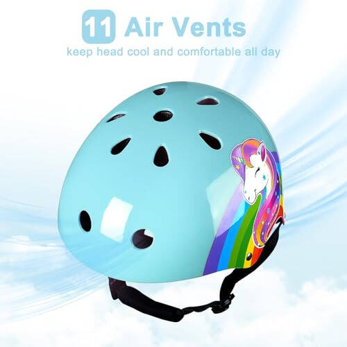 FIODAY Toddler Helmet, Unicorn Kids Bike Helmet with DIY Stickers Adjustable Bicycle Helmet for Girls Boys Cycling Skateboard Inline Skating Scooter, 3-5-8 Years - 4