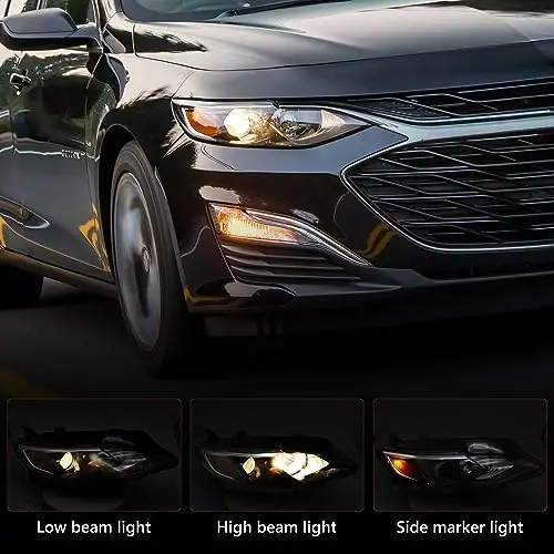 FIONE - For Chevy Malibu Headlight Assembly 2019-2022 Projector Replacement Halogen Headlamp Right Passenger Side RT 84650572 84680166 GM2503498 - 2