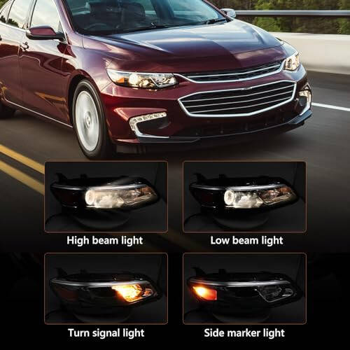 FIONE Headlight Assembly for Chevy Malibu Projector 2016-2018 Replacement Halogen Headlamp Right Passenger Side 84585120 GM2503426 - 2