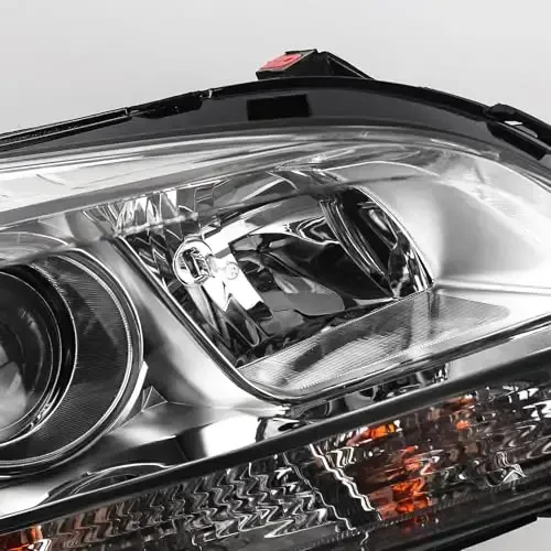 FIONE Headlights Chevy Malibu 2013 2014 2015 bilan mos keladi, Chrome Housing Pair Left Driver & Right Passenger Side (LH&RH) bilan Halogen Headlamps - 4