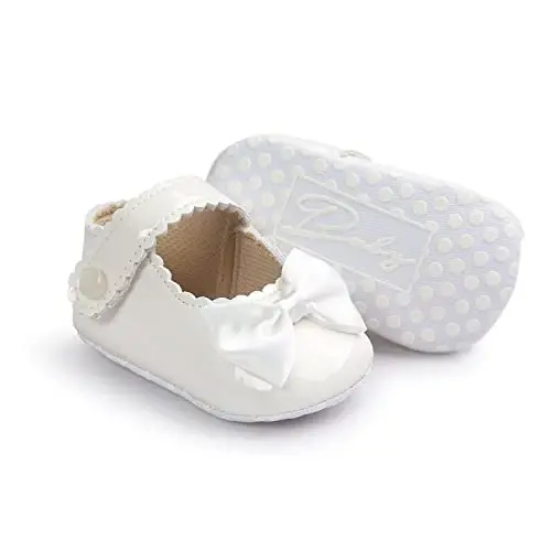 Fire Frog Baby Girls Mary Jane Burnish Pu Charm charm Princess Prewalker Christening Baptism Crib Shoes - 6