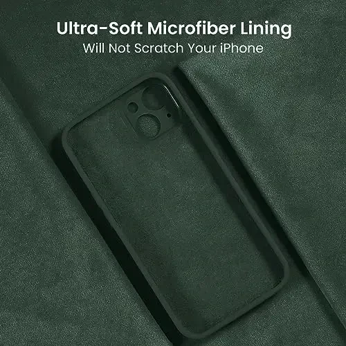 FireNova Designed for 15 Case, Silicone Upgraded [Camera Protection] Phone Case with [2 Screen Protectors], Soft Anti-Scratch Microfiber Lining, 6.1 inch, Alpine Green - 5