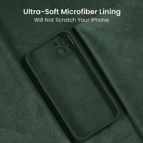 FireNova Designed for 15 Case, Silicone Upgraded [Camera Protection] Phone Case with [2 Screen Protectors], Soft Anti-Scratch Microfiber Lining, 6.1 inch, Alpine Green - 5