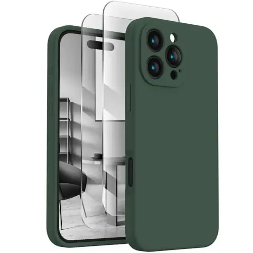 FireNova Designed for iPhone 16 Pro Case, Silicone Upgraded [Camera Protection] Phone Case, Soft Anti-Scratch Microfiber Lining Inside, 2024, Alpine Green 