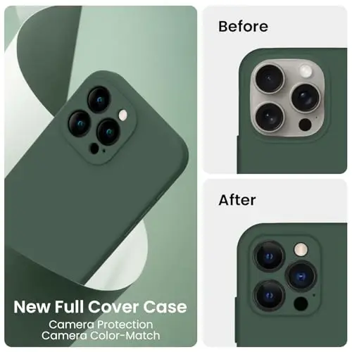 FireNova Designed for iPhone 16 Pro Case, Silicone Upgraded [Camera Protection] Phone Case, Soft Anti-Scratch Microfiber Lining Inside, 2024, Alpine Green - 3