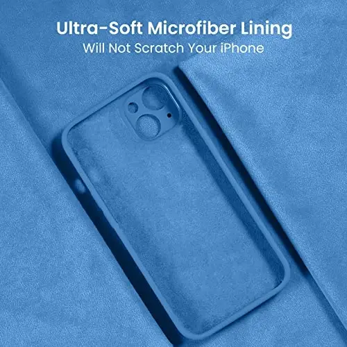 FireNova Designed for iPhone 13 Case, Silicone Upgraded [Camera Protection] Phone Case, Soft Anti-Scratch Microfiber Lining Inside, 6.1 inch, Blue - 5