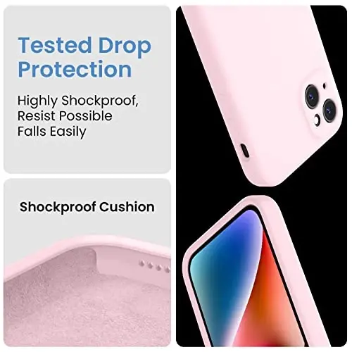 FireNova Designed for iPhone 13 Case, Silicone Upgraded [Camera Protection] Phone Case, Soft Anti-Scratch Microfiber Lining Inside, 6.1 inch, Chalk Pink - 4