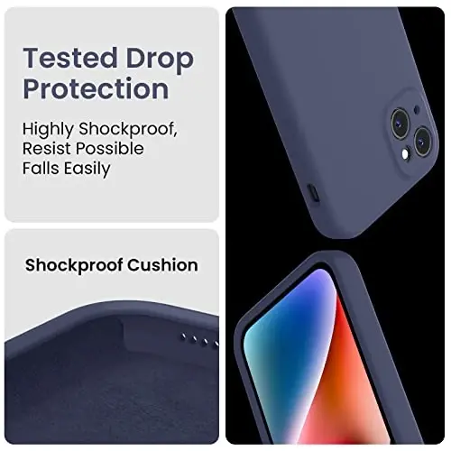 FireNova Designed for iPhone 13 Case, Silicone Upgraded [Camera Protection] Phone Case, Soft Anti-Scratch Microfiber Lining Inside, 6.1 inch, Navy Blue - 4